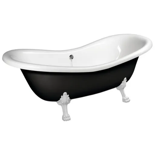 Polysan Charlestone voľne stojaca vaňa 188x80 cm akrylát ľavá aj pravá čierna/nohy biele 72959