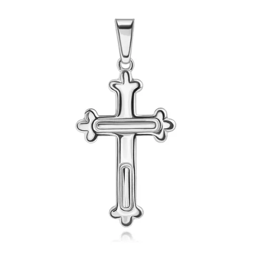 Prívesok zo striebra 925 - kríž s trojlístkami a gravírovanými oválmi