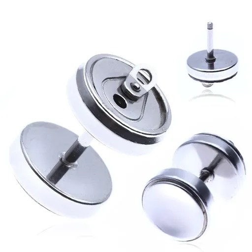 Nepravý oceľový plug do ucha - lesklá plechovka