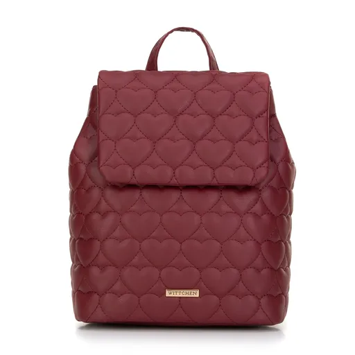 Bordový prešívaný batoh s motívom srdiečok pre jemný vzhľad, 99-4Y-403-3.