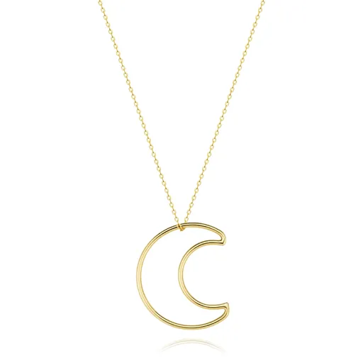 Náhrdelník v žltom 375 zlate - hladká kontúra mesiaca, tenká retiazka