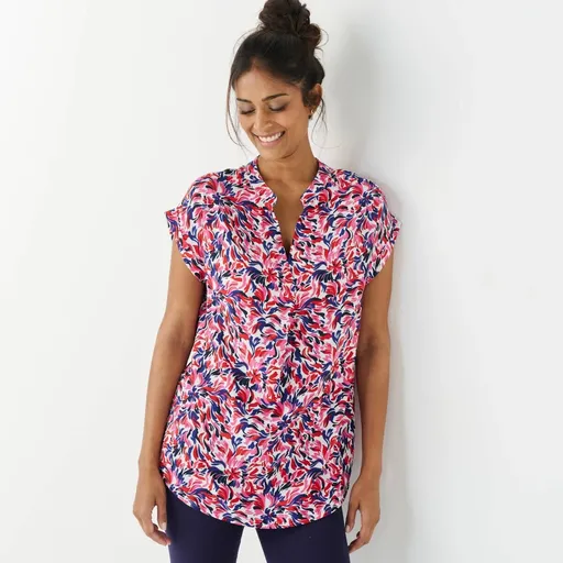 Tunika s ohrnutými rukávmi a potlačou