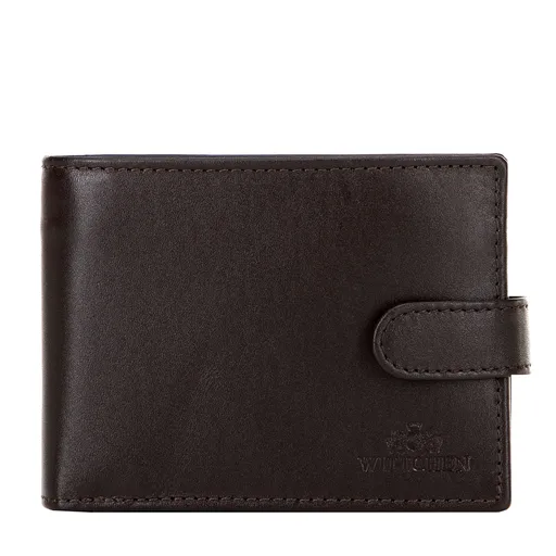 Kožená peňaženka so zapínaním na patent, hnedá 14-1-038-L4E