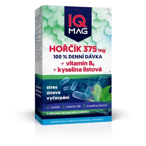 IQ MAG horčík 375 mg + B6 + kys. listová 60 kapsúl