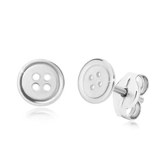Náušnice zo striebra 925 - lesklý okrúhly gombík so štyrmi dierkami, puzetky