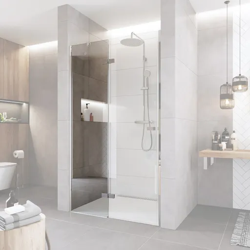 Mereo Fixné sklo, Novea, 44,50 x 200 cm, chróm ALU, sklo Číre, L/P prevedenie CK10511PD