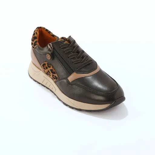 Kožené tenisky so zipsom a šnúrkami