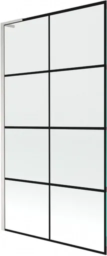 MEXEN/S - Next L vaňová zástena FIX 100 x 150, čierna vzor, nikel kartáčovaná 895-100-000-03-77-97