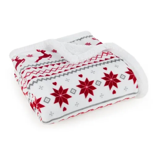 ArtFir Vianočná deka 15 | biela/červená 150 x 200 cm