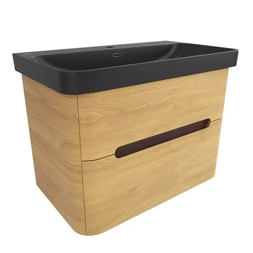 Kúpeľňová skrinka s umývadlom SAT Fusion 77,5x53x45 cm dub medový mat SATFUSION280DMBKM