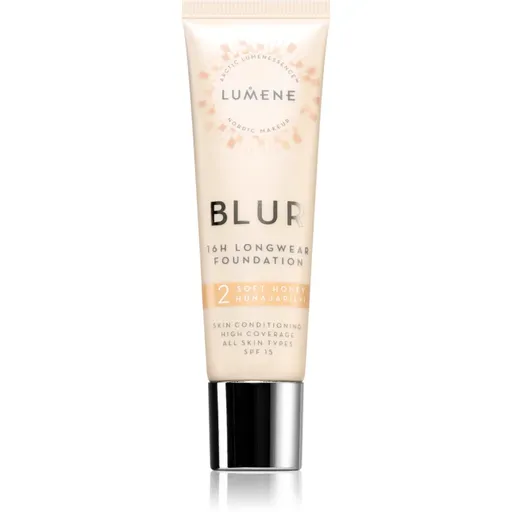 Lumene Blur 16h Longwear dlhotrvajúci make-up SPF 15 odtieň 2 Soft Honey (Cool) 30 ml