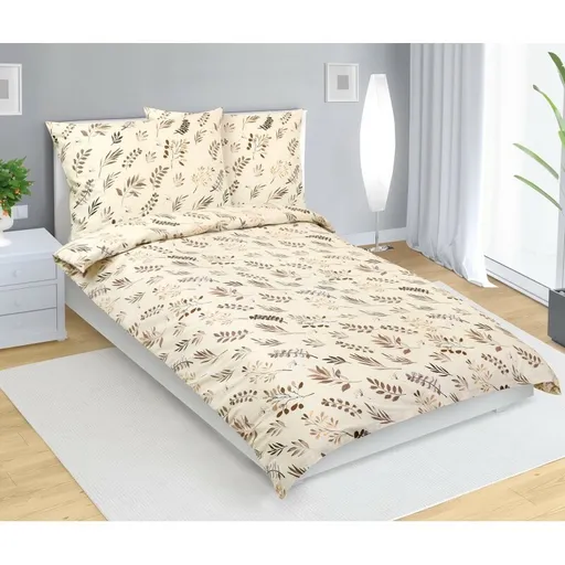 Bellatex Bavlnené obliečky Větvička béžová, 140 x200 cm, 70 x 90 cm