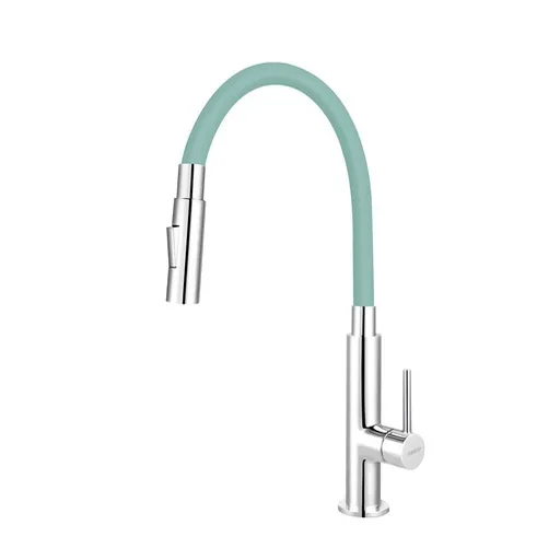 Drezová batéria Novaservis so silikónovým ramienkom, 2 prúdy mätová / chróm 70730,0M