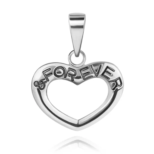 Obrys srdca, nápis "& FOREVER", prívesok zo striebra 925