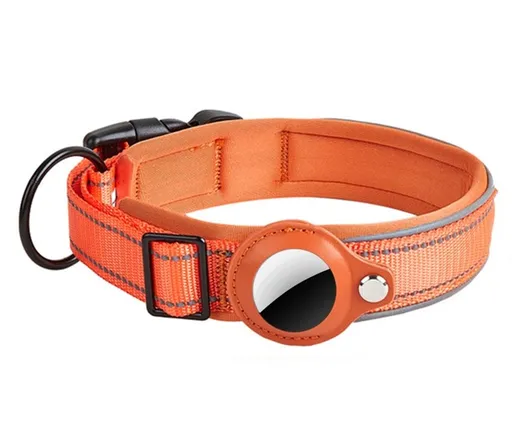 PROTEMIO GLOWY PAW Reflexný obojok pre Apple AirTag VEĽKOSŤ: L - oranžový