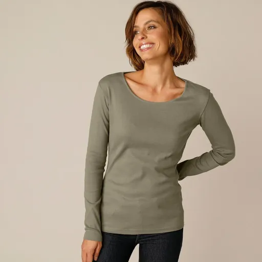 Jednofarebné tričko z bio bavlny s dlhými rukávmi