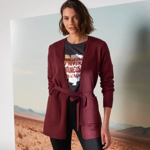 Dlhý kardigan s opaskom na zaviazanie