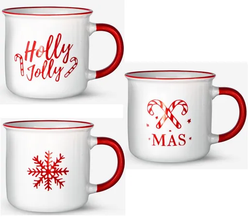 VERONI - Hrnček vianočný 400ml Holly Jolly rôzne motívy