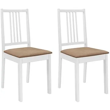 Jedálenské stoličky s poduškami 2 ks biele masívne drevo (247634)