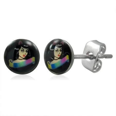 Náušnice z ocele - mačacia žena