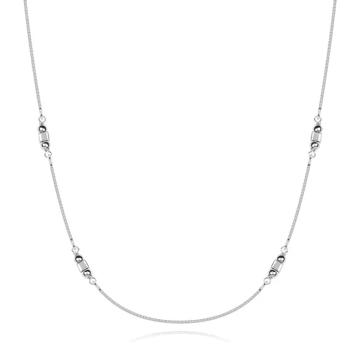 Strieborný náhrdelník 925 s geometrickým vzorom z guľôčok a kociek