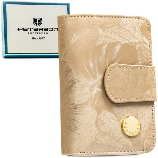 Dámska béžová kožená peňaženka s dvojitým zapínaním a RFID ochranou