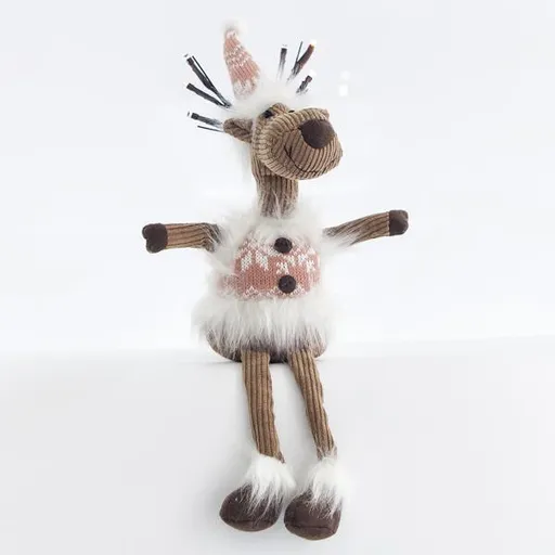 Eurolamp Vianočná dekorácia osvetlený sediaci jeleň s ružovou čiapkou, 12 x 11 x 44 cm, 1 ks