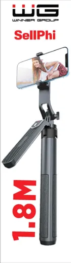 WG - Selfie tyč WG 7, Selfie tyč + tripod + teleskopický GoPro stojan, bluetooth, čierna