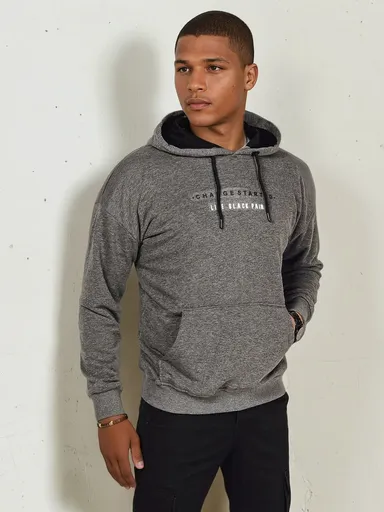 Pánska mikina s potlačou, antracitová Dstreet BX5723