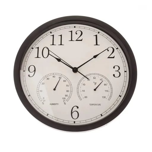 Nástenné hodiny s teploměrem a vlhkoměrem 35 cm
