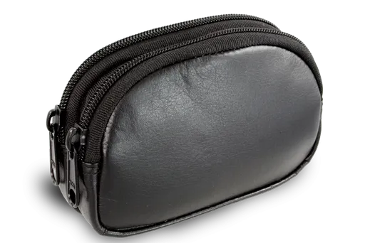 Čierna kožená dvojzipsová etue 611-0368-60