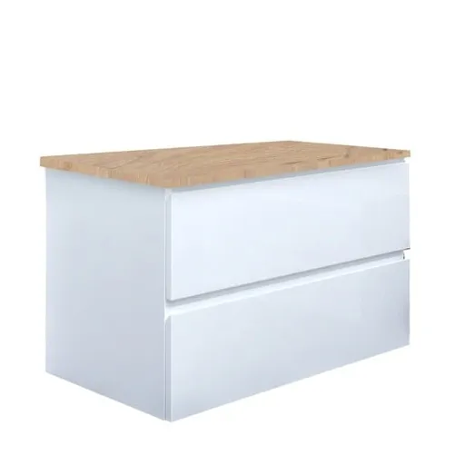 Kúpeľňová skrinka s krycou doskou SAT B-Way 79x50x45 cm biela lesk BWAY280WDOAK