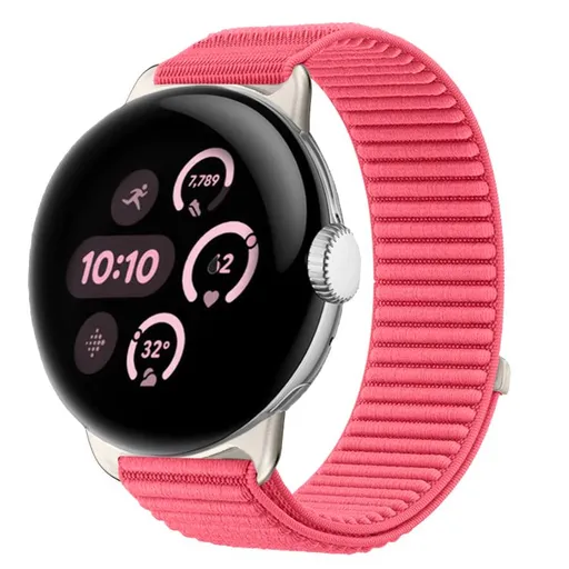 NYLON Vymeniteľný remienok pre Google Pixel Watch / Pixel Watch 2 / Pixel Watch 3 41mm / Pixel Watch 4 41mm RED-PINK
