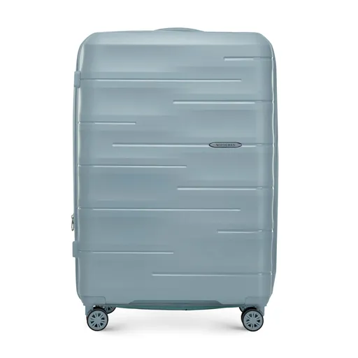 Veľký polypropylénový kufor s vyrazenými pruhmi, čierny 56-3T-143-B