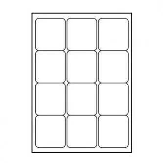 Logo etikety 66mm x 70mm, A4, matné, biele, 12 etikiet, 140g/m2, balené po 10 ks, pre inkoustové a laserové tlačiarne
