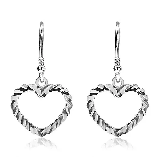 Náušnice zo striebra 925 - vlnkovité srdcia