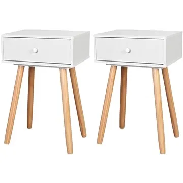 Nočný stolík 2 ks masívna borovica 40 × 30 × 61 cm biely (244740)