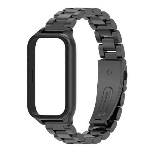 CLASSIC Kovový remienok + ochranný kryt pre Xiaomi Smart Band 9 Active čierny