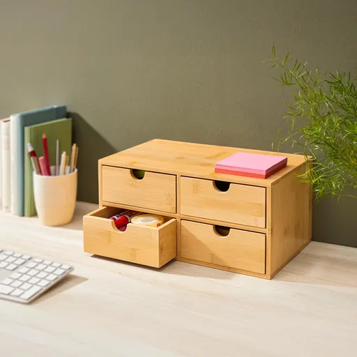 Die moderne Hausfrau Bambusový stolní organizér se zásuvkami