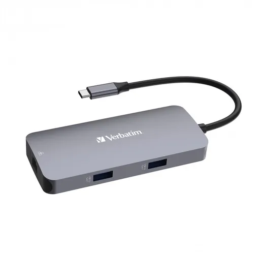 VERBATIM Hub USB-C Pre Multiport 5 Port, 2x USB 3.2, 1x USB-C, HDMI, RJ45, šedá
