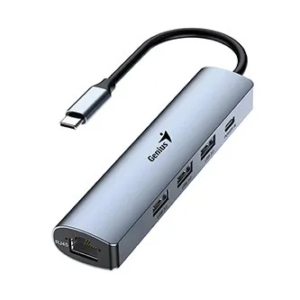 USB (3.0) hub 4-port, UH-545 31240004400, šedý, Genius, 3x USB 3.0, 1x RJ45