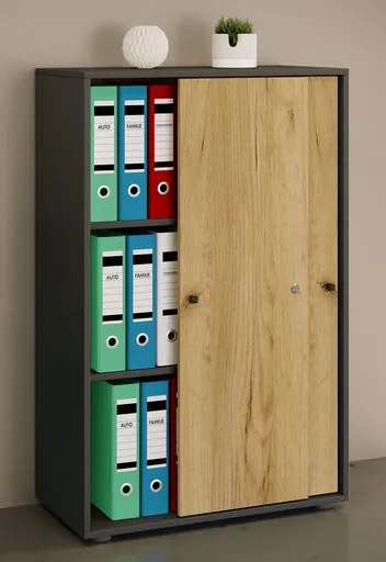 VCM Kancelářská skříň Lona XL s posuvnými dveřmi, antracitová