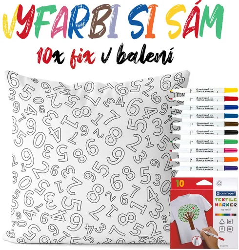 Vankúšik na vyfarbenie Čísla (Velikost polštáře: 40 x 40 cm)