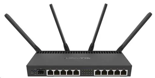 MikroTik RouterBOARDRB RB4011iGS+5HacQ2HnD-IN, 4-core 1.4GHz CPU, 1GB RAM, 10xLAN, 1x SFP+, Wi-Fi 2.4+5GHz (2033Mbps), L5