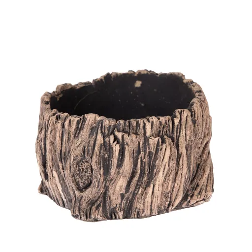 Betónový kvetináč Dekor kôra stromu, hnedá, 17 x 10 cm,