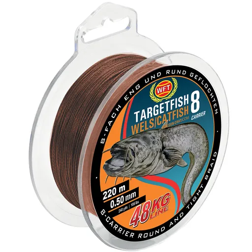 Wft splietaná šnúra targetfish 8 catfish hnedá - 220 m 0,60 mm 60 kg