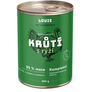 LOUIE Kompletné krmivo - morčacie (95 %) s ryžou (5 %) 400 g (8595174345870)