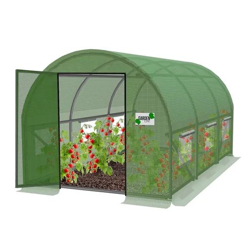 Záhradný fóliovník s pevnými dverami, 400 x 250 x 200 cm