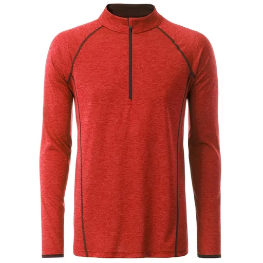 James & Nicholson (Daiber) Pánske funkčné tričko s dlhým rukávom JN498 - Červený melír - titán | 2XL