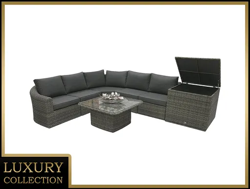 DEOKORK Ratanová modulová zostava BORNEO LUXURY pre 5 osôb (sivá)